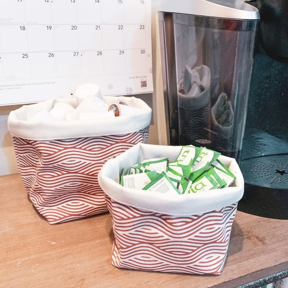 Set of 2 Cotton Canvas Planters or Storage Bins / Orange / Fair Trade - Picture 2 of 5